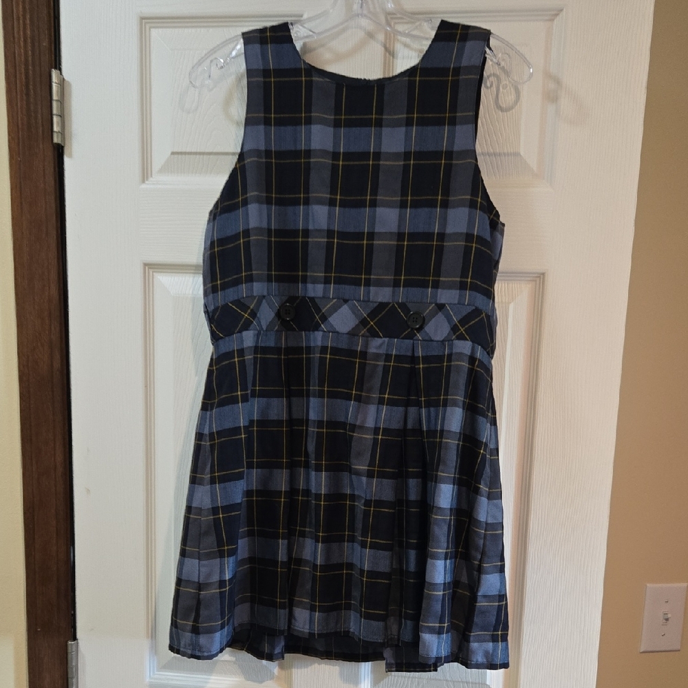 Lands' End Blue and Black Sleeveless A-Line Dress